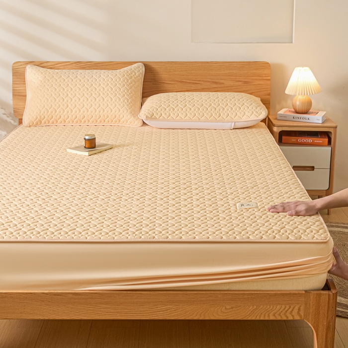 91家纺网 家纺一手货源 找家纺 （总）曼陀罗 2026新款A类母婴级新疆棉花夹棉防水单床笠 床笠单件-倾心