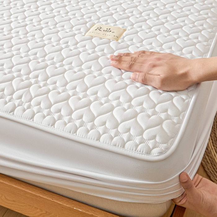 91家纺网 家纺一手货源 找家纺 曼陀罗 2026新款A类母婴级新疆棉花夹棉防水单床笠 床笠单件-倾心 倾心-本白