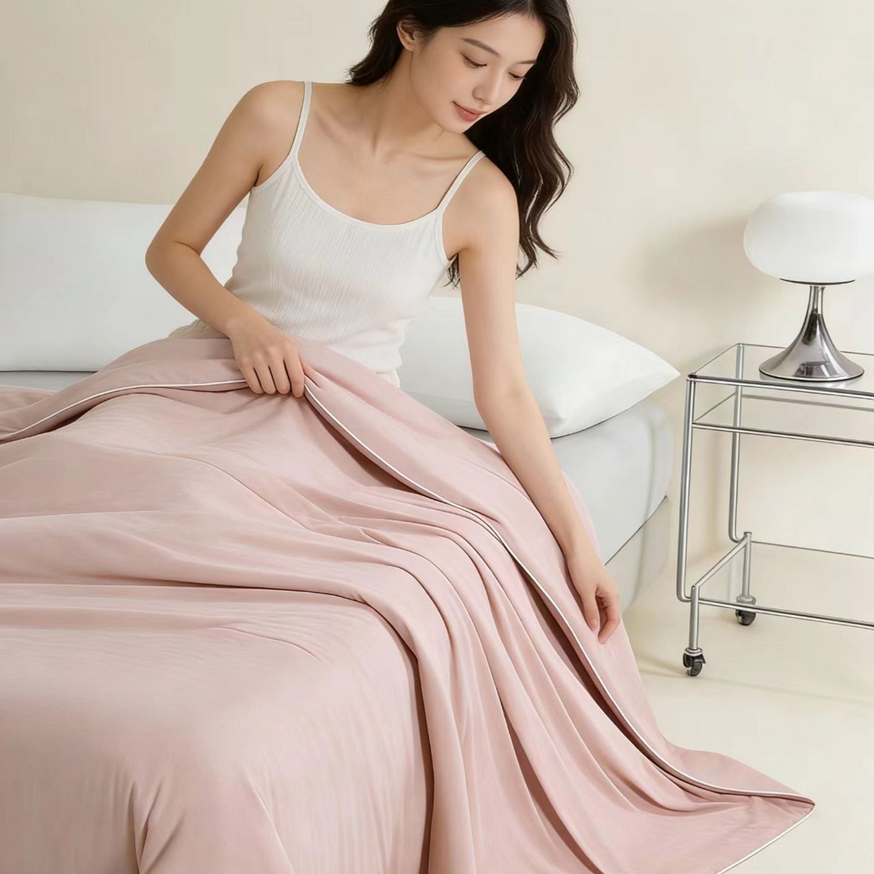 91家纺网 家纺一手货源 找家纺 LADYCOCO可可家居 2026新款优可丝凉感夏被被子被芯 柔粉色