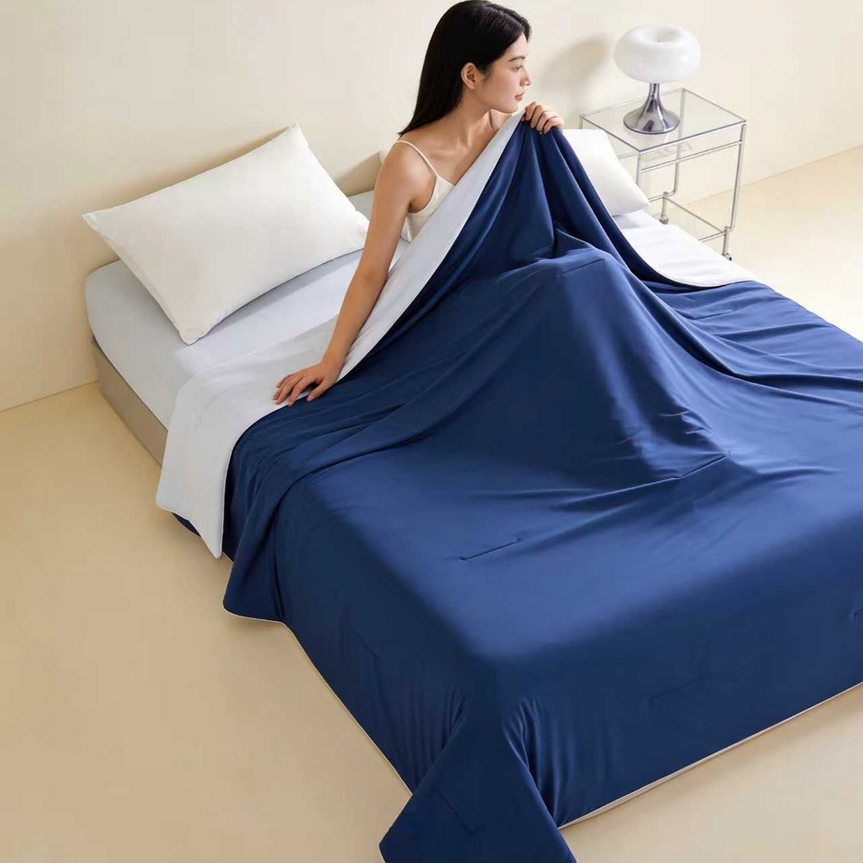 91家纺网 家纺一手货源 找家纺 LADYCOCO可可家居 2026新款优可丝凉感夏被被子被芯 深蓝色