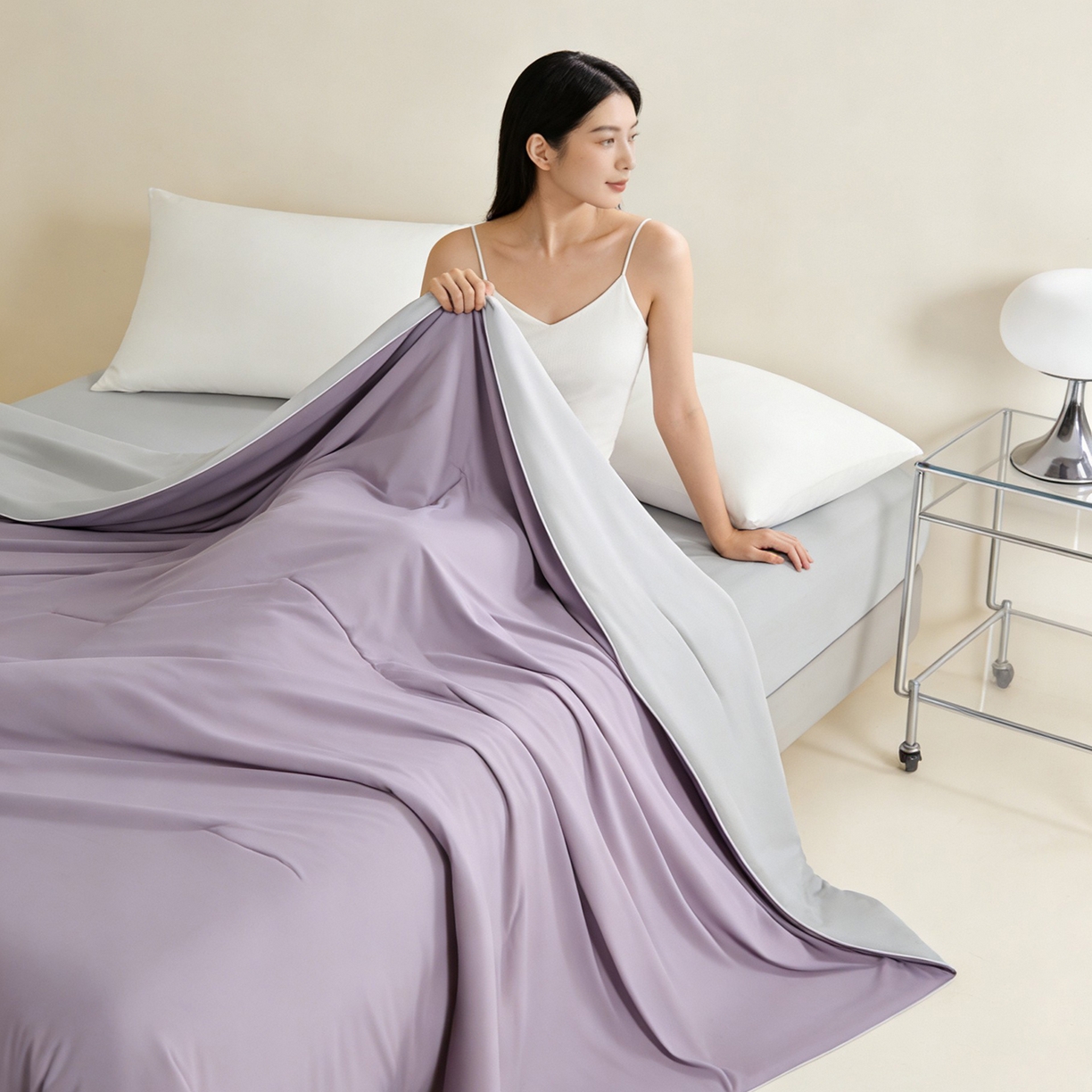 91家纺网 家纺一手货源 找家纺 LADYCOCO可可家居 2026新款优可丝凉感夏被被子被芯 芋泥紫