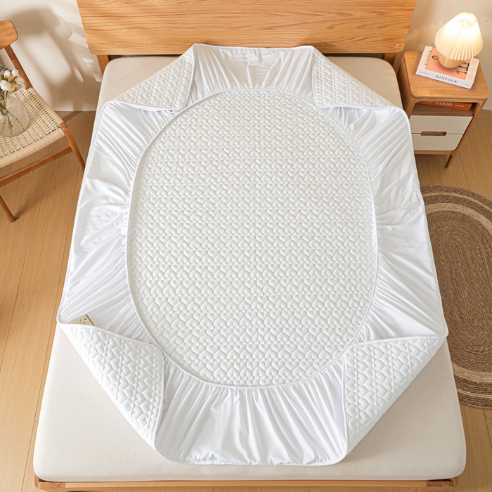 91家纺网 家纺一手货源 找家纺 曼陀罗 2026新款A类母婴级新疆棉花夹棉防水单床笠 床笠单件-倾心 倾心-本白