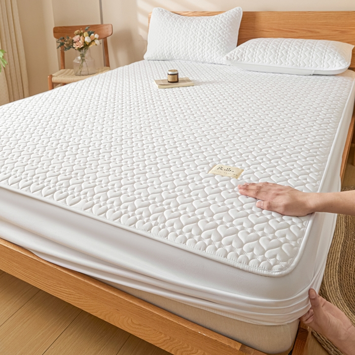 91家纺网 家纺一手货源 找家纺 曼陀罗 2026新款A类母婴级新疆棉花夹棉防水单床笠 床笠单件-倾心 倾心-本白