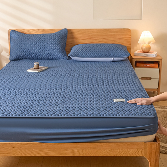 曼陀罗 2026新款A类母婴级新疆棉花夹棉防水单床笠 床笠单件-倾心 倾心-宾蓝