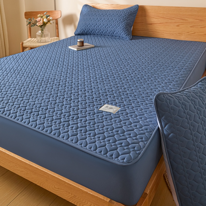 91家纺网 家纺一手货源 找家纺 曼陀罗 2026新款A类母婴级新疆棉花夹棉防水单床笠 床笠单件-倾心 倾心-宾蓝