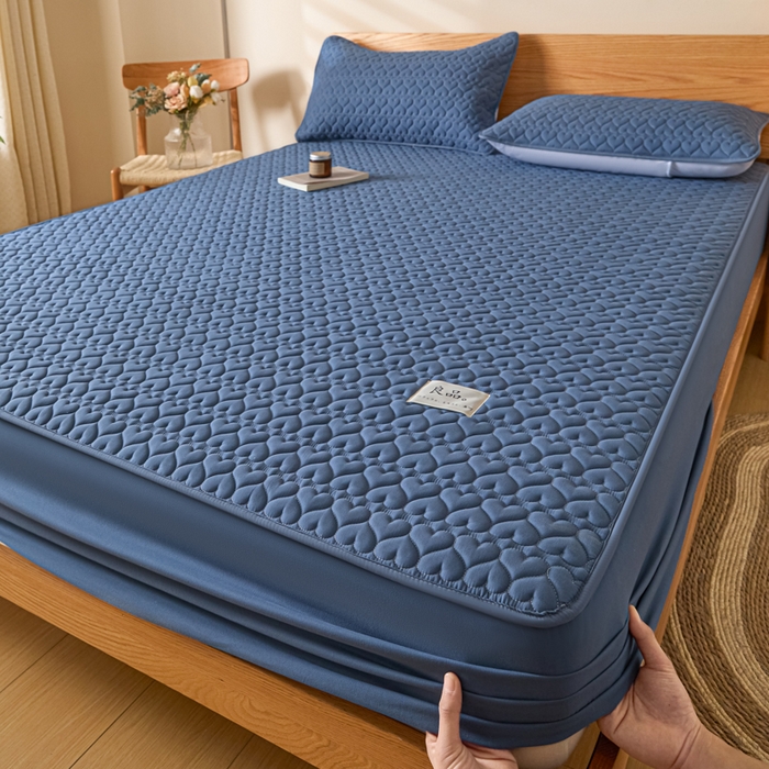 91家纺网 家纺一手货源 找家纺 曼陀罗 2026新款A类母婴级新疆棉花夹棉防水单床笠 床笠单件-倾心 倾心-宾蓝