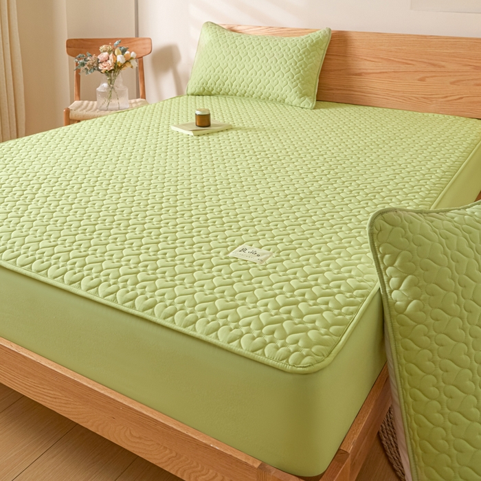 91家纺网 家纺一手货源 找家纺 曼陀罗 2026新款A类母婴级新疆棉花夹棉防水单床笠 床笠单件-倾心 倾心-果绿