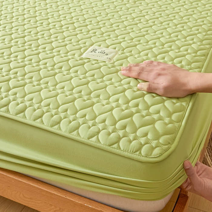 91家纺网 家纺一手货源 找家纺 曼陀罗 2026新款A类母婴级新疆棉花夹棉防水单床笠 床笠单件-倾心 倾心-果绿