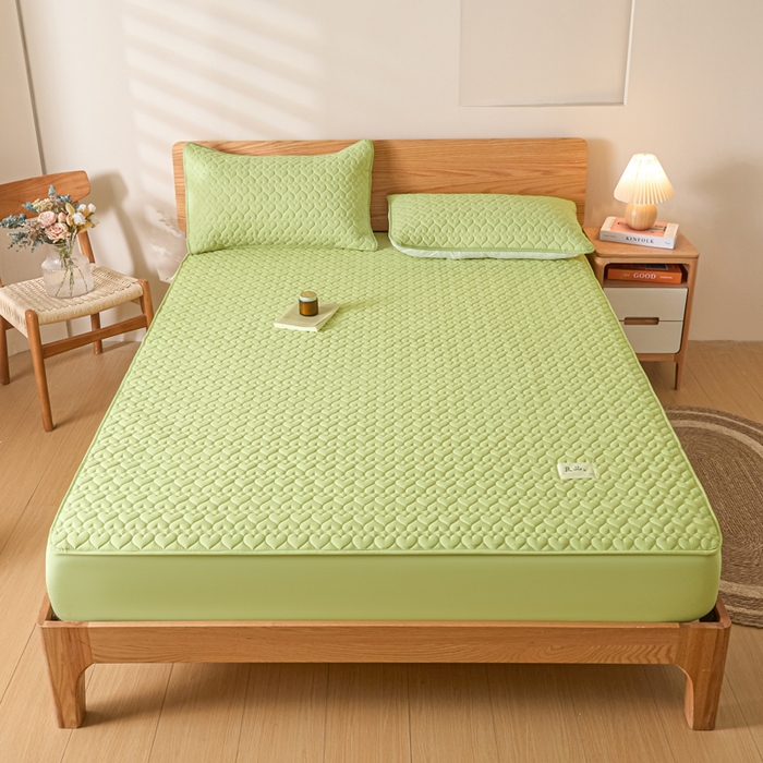 91家纺网 家纺一手货源 找家纺 曼陀罗 2026新款A类母婴级新疆棉花夹棉防水单床笠 床笠单件-倾心 倾心-果绿