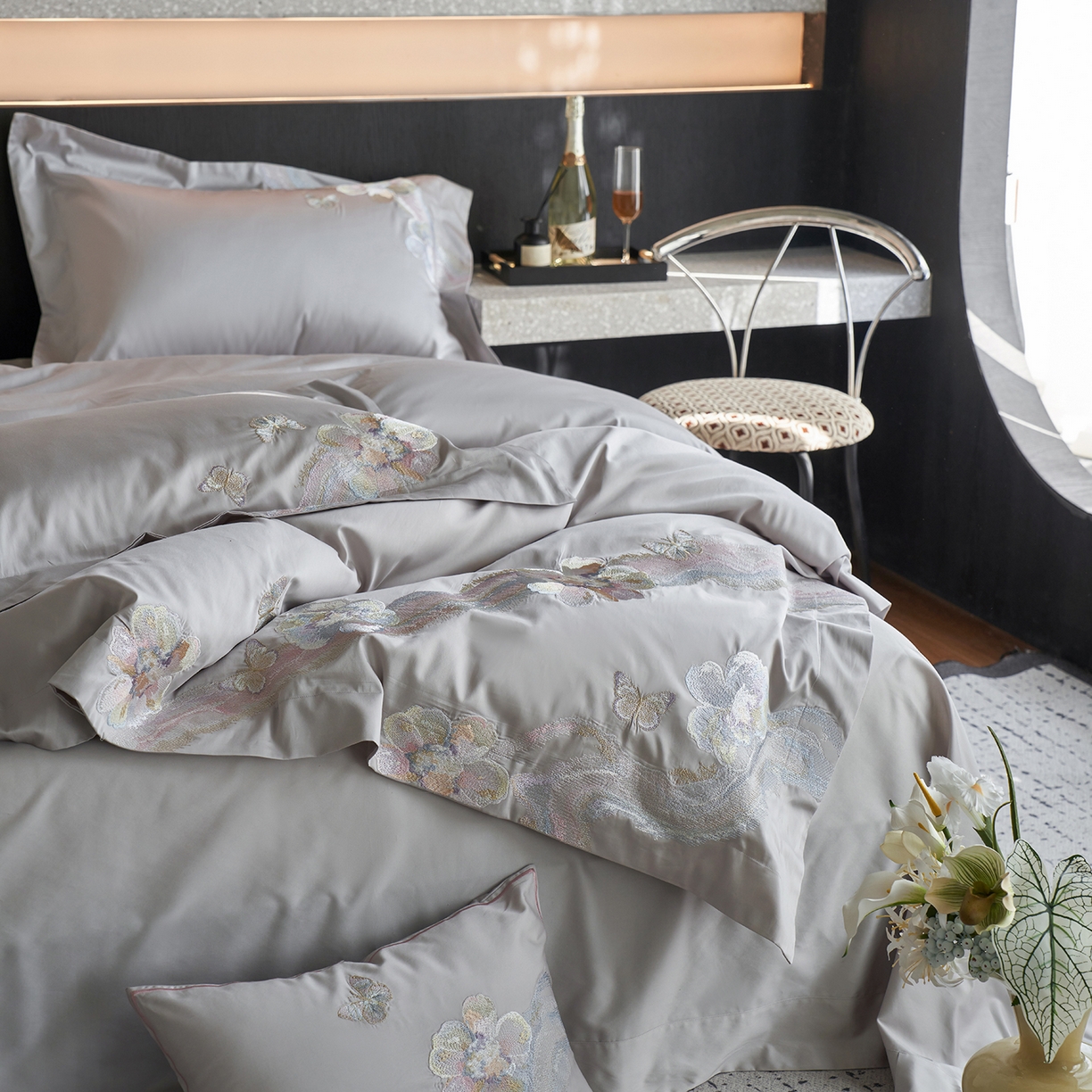 91家纺网 家纺一手货源 找家纺 蒂爵 2026新款高支天丝棉四件套 高级灰