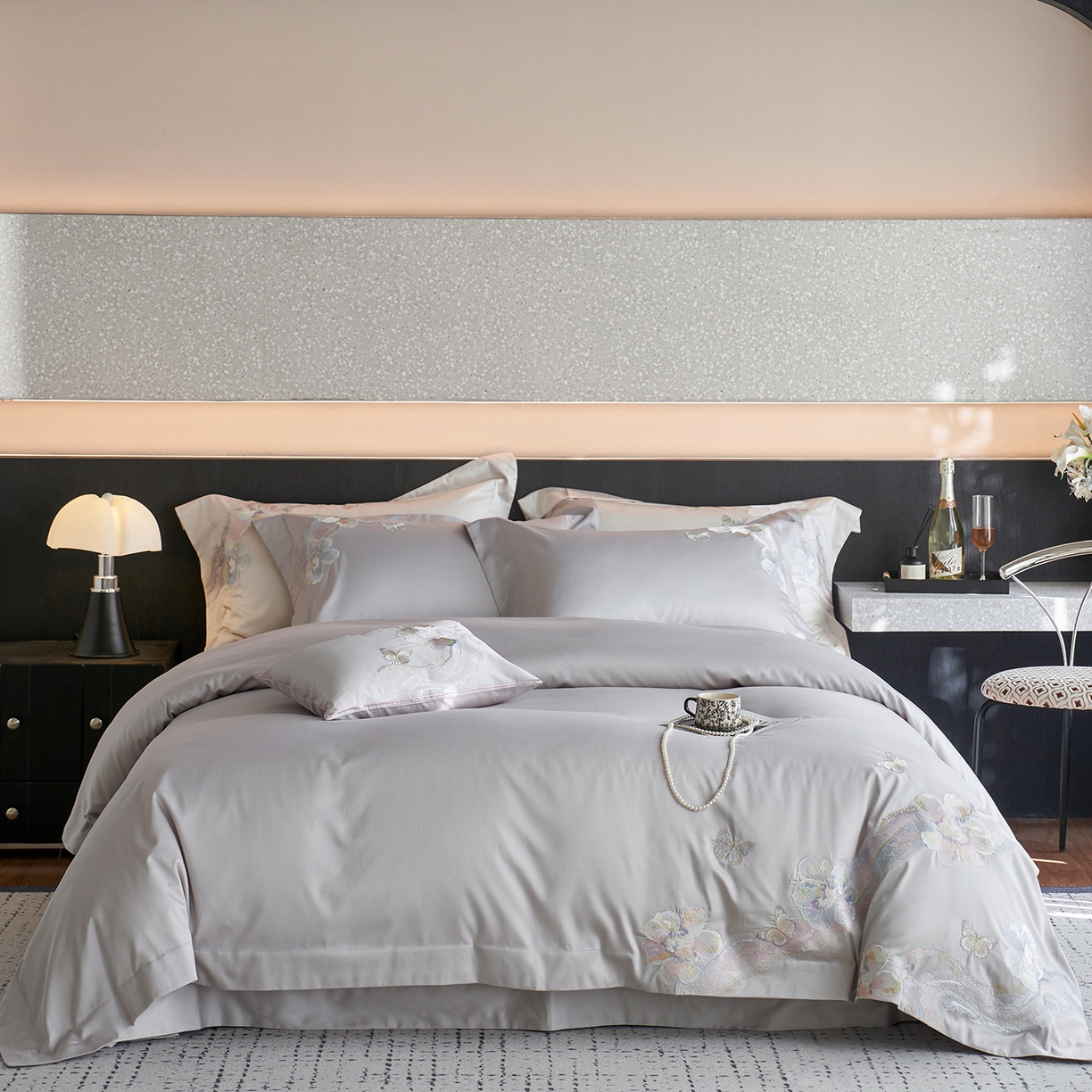 91家纺网 家纺一手货源 找家纺 蒂爵 2026新款高支天丝棉四件套 高级灰