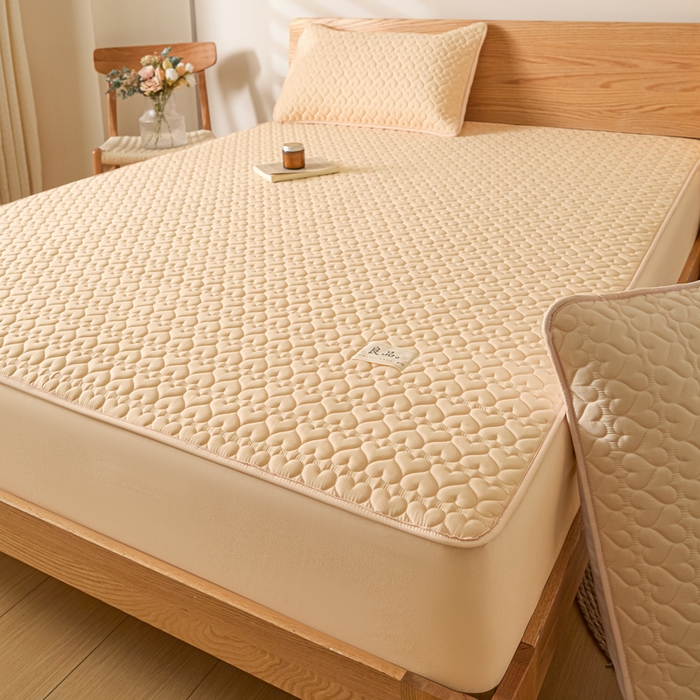 91家纺网 家纺一手货源 找家纺 曼陀罗 2026新款A类母婴级新疆棉花夹棉防水单床笠 床笠单件-倾心 倾心-卡其