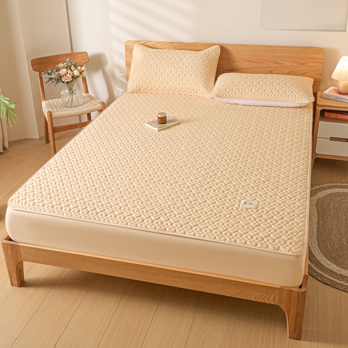 91家纺网 家纺一手货源 找家纺 曼陀罗 2026新款A类母婴级新疆棉花夹棉防水单床笠 床笠单件-倾心 倾心-卡其