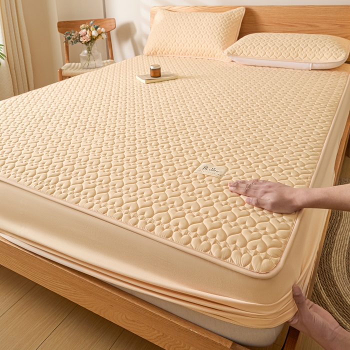 91家纺网 家纺一手货源 找家纺 曼陀罗 2026新款A类母婴级新疆棉花夹棉防水单床笠 床笠单件-倾心 倾心-卡其