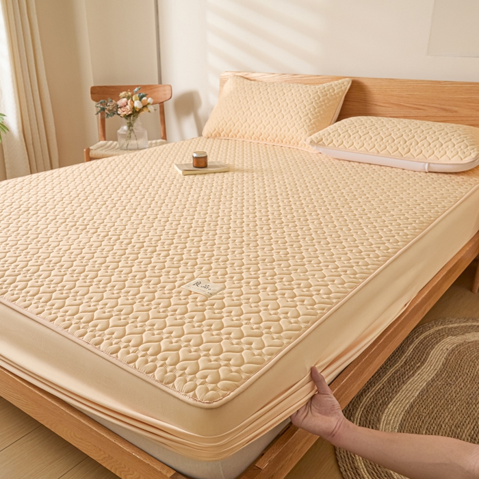 91家纺网 家纺一手货源 找家纺 曼陀罗 2026新款A类母婴级新疆棉花夹棉防水单床笠 床笠单件-倾心 倾心-卡其