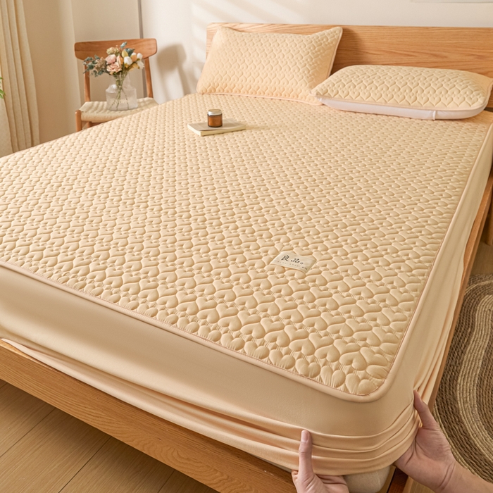 91家纺网 家纺一手货源 找家纺 曼陀罗 2026新款A类母婴级新疆棉花夹棉防水单床笠 床笠单件-倾心 倾心-卡其