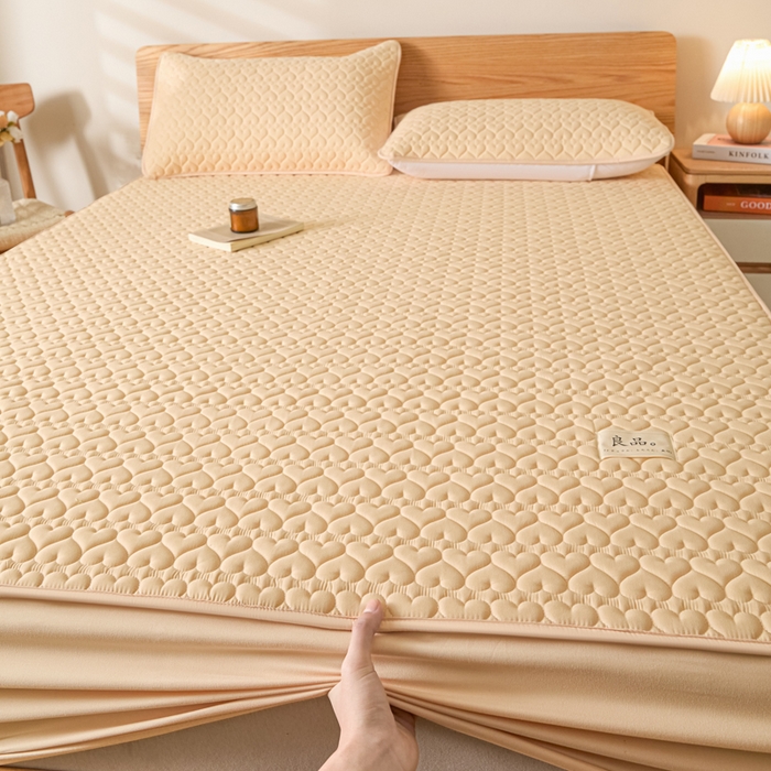 91家纺网 家纺一手货源 找家纺 曼陀罗 2026新款A类母婴级新疆棉花夹棉防水单床笠 床笠单件-倾心 倾心-卡其