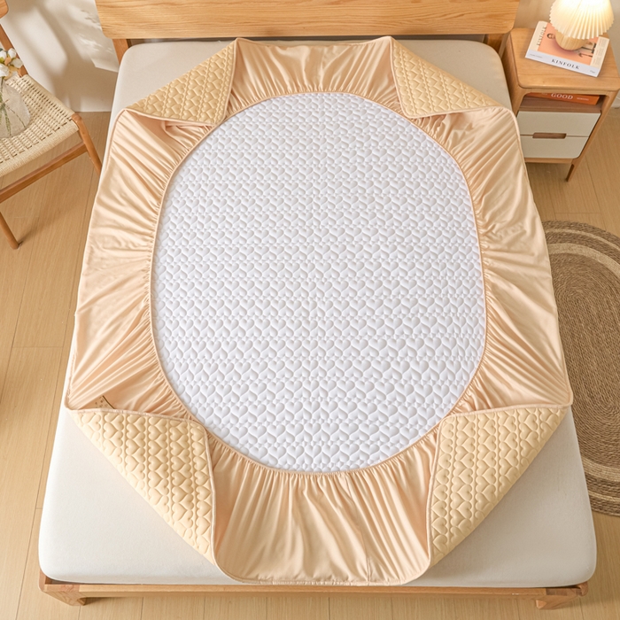 91家纺网 家纺一手货源 找家纺 曼陀罗 2026新款A类母婴级新疆棉花夹棉防水单床笠 床笠单件-倾心 倾心-卡其