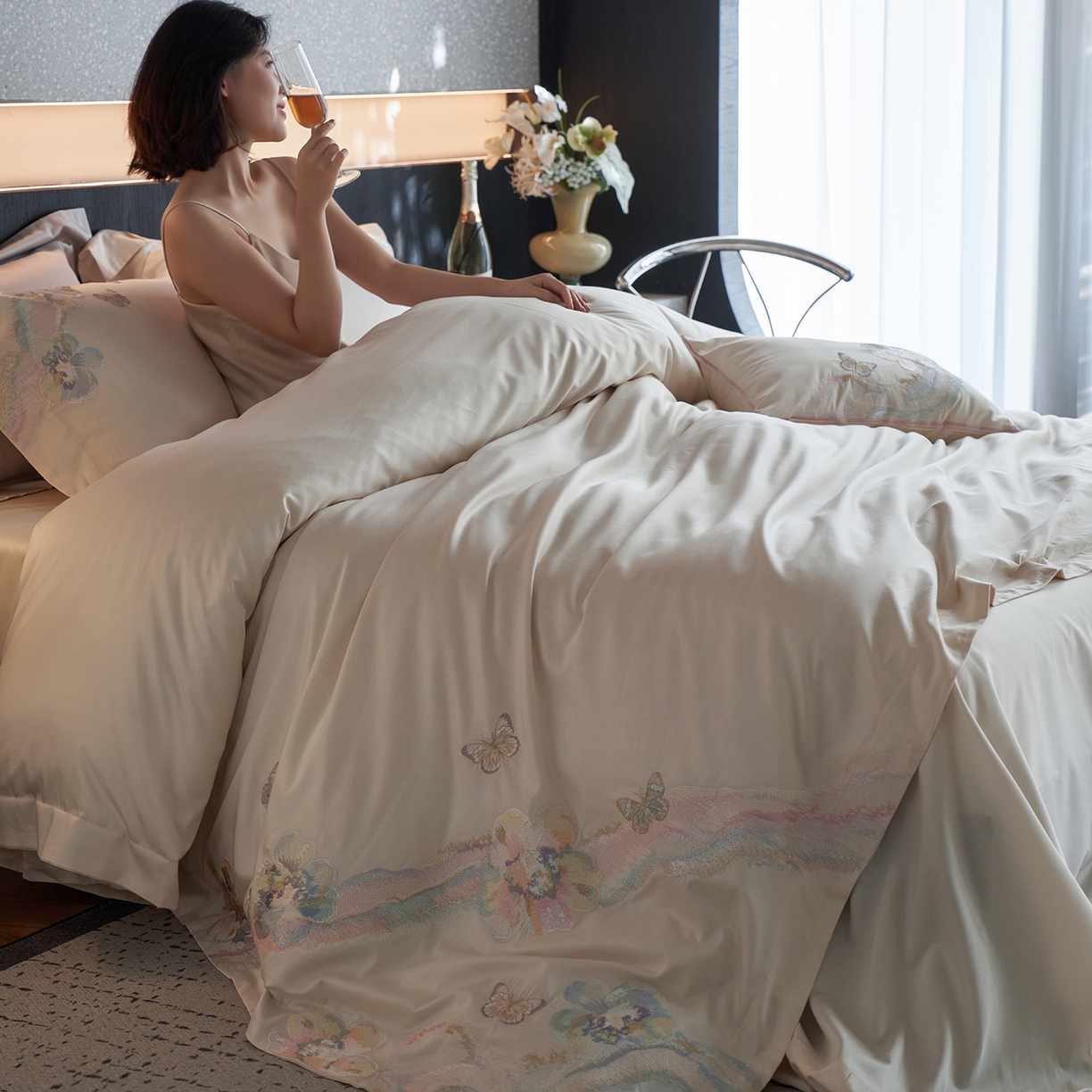 91家纺网 家纺一手货源 找家纺 蒂爵 2026新款高支天丝棉四件套 香槟