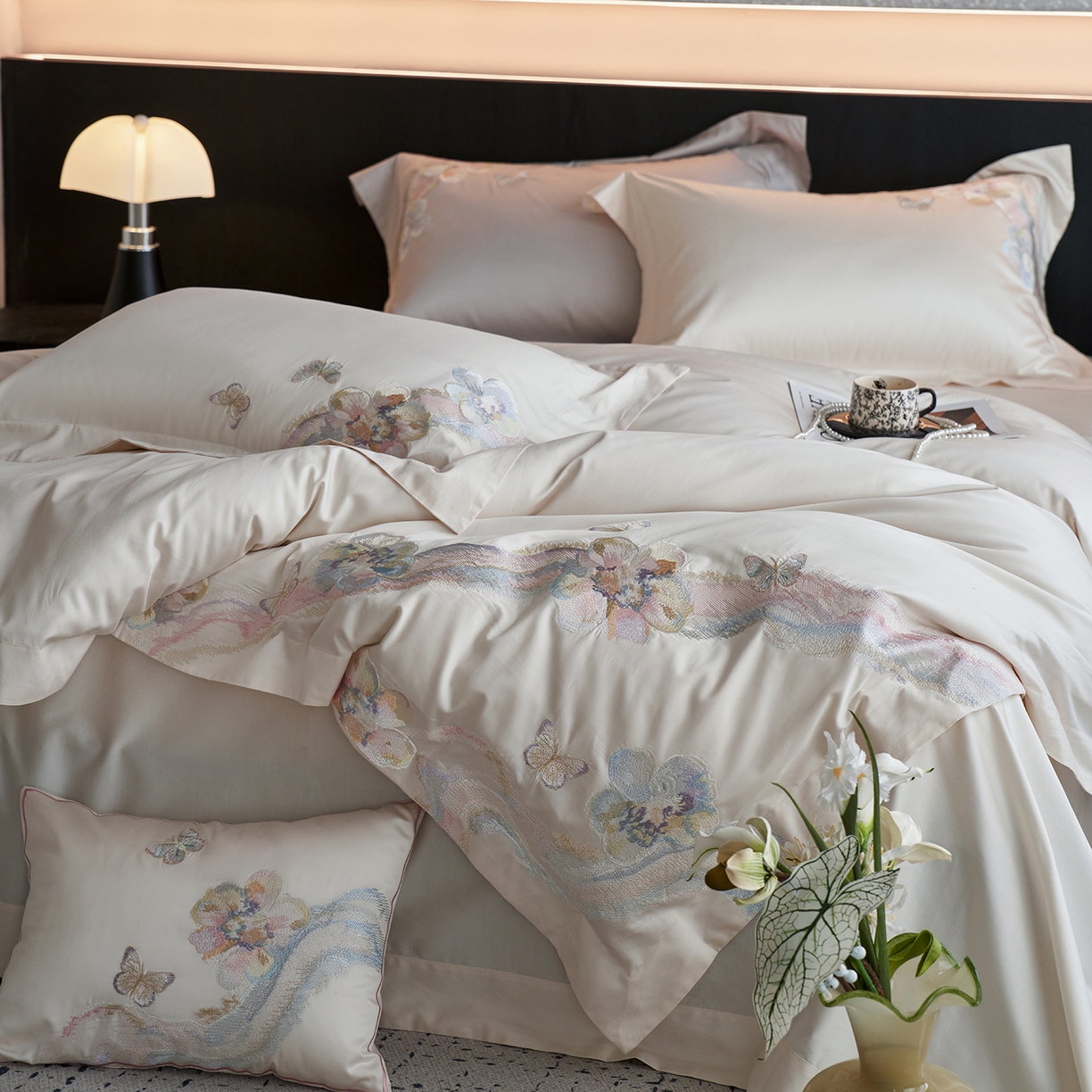 91家纺网 家纺一手货源 找家纺 蒂爵 2026新款高支天丝棉四件套 香槟