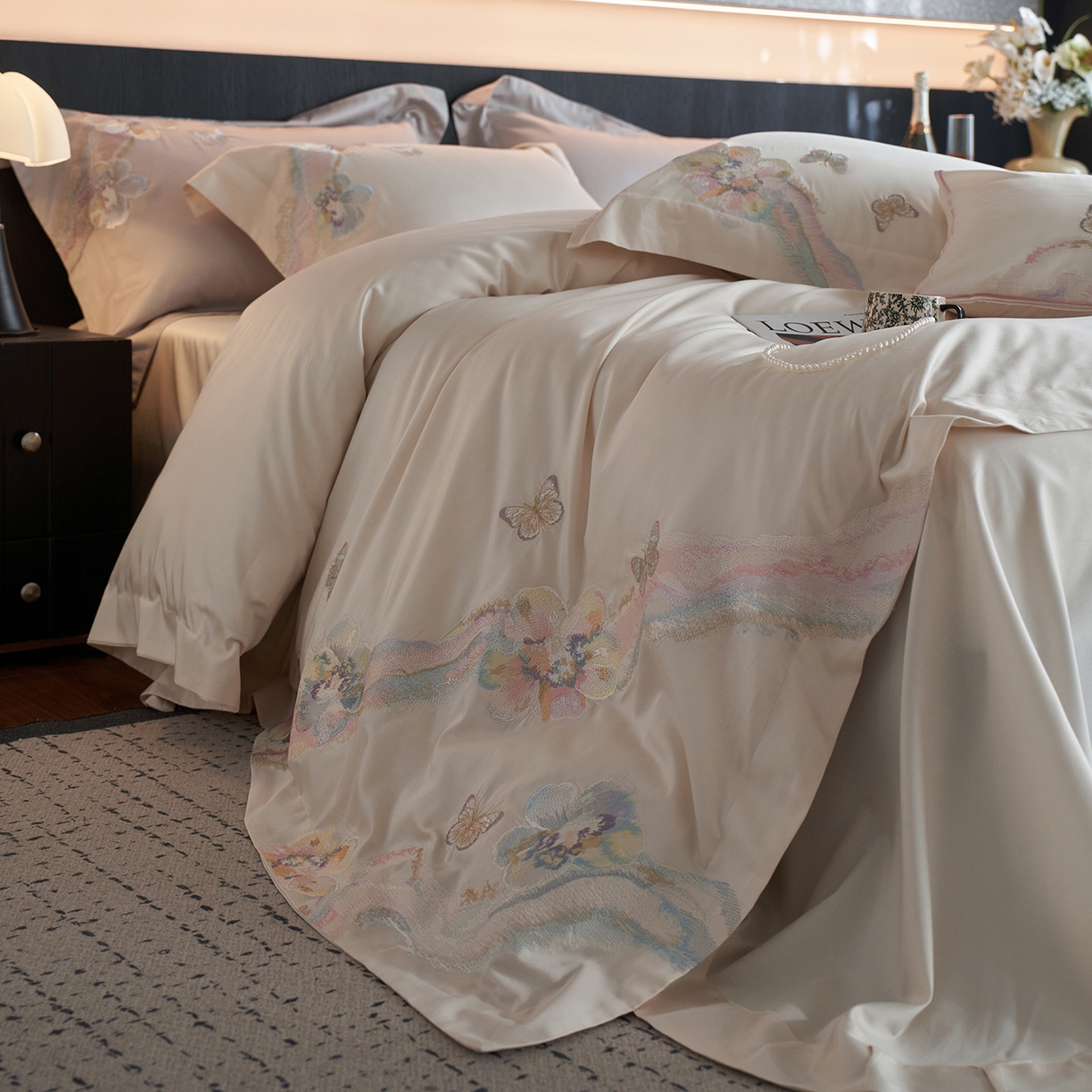 91家纺网 家纺一手货源 找家纺 蒂爵 2026新款高支天丝棉四件套 香槟