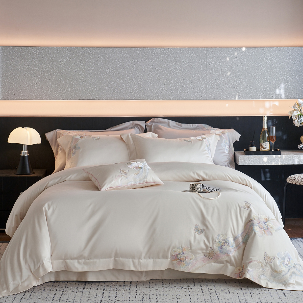 91家纺网 家纺一手货源 找家纺 蒂爵 2026新款高支天丝棉四件套 香槟