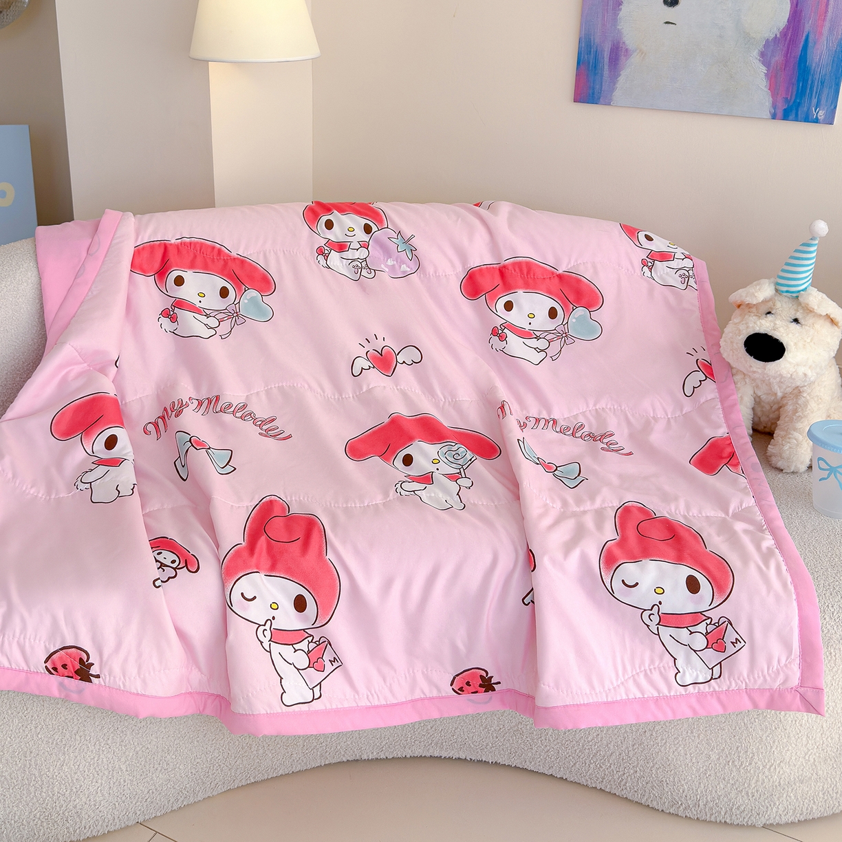 91家纺网 家纺一手货源 找家纺 沁童儿童用品店 2026新款三丽鸥儿童被 粉色兔兔