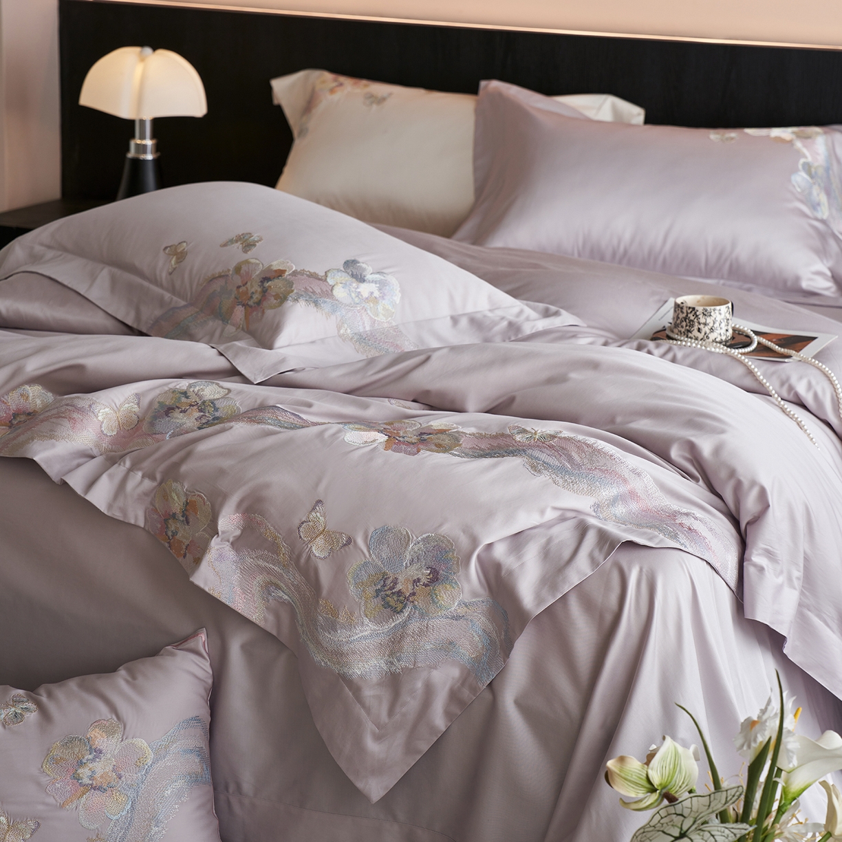 91家纺网 家纺一手货源 找家纺 蒂爵 2026新款高支天丝棉四件套 香芋紫