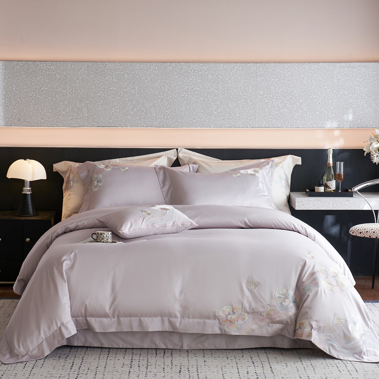 91家纺网 家纺一手货源 找家纺 蒂爵 2026新款高支天丝棉四件套 香芋紫