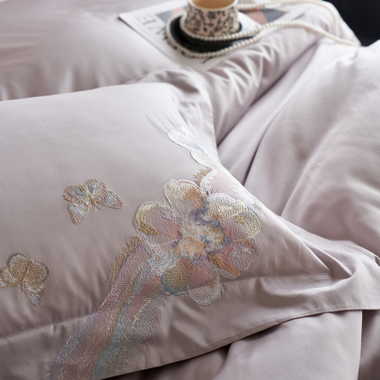 91家纺网 家纺一手货源 找家纺 蒂爵 2026新款高支天丝棉四件套 香芋紫