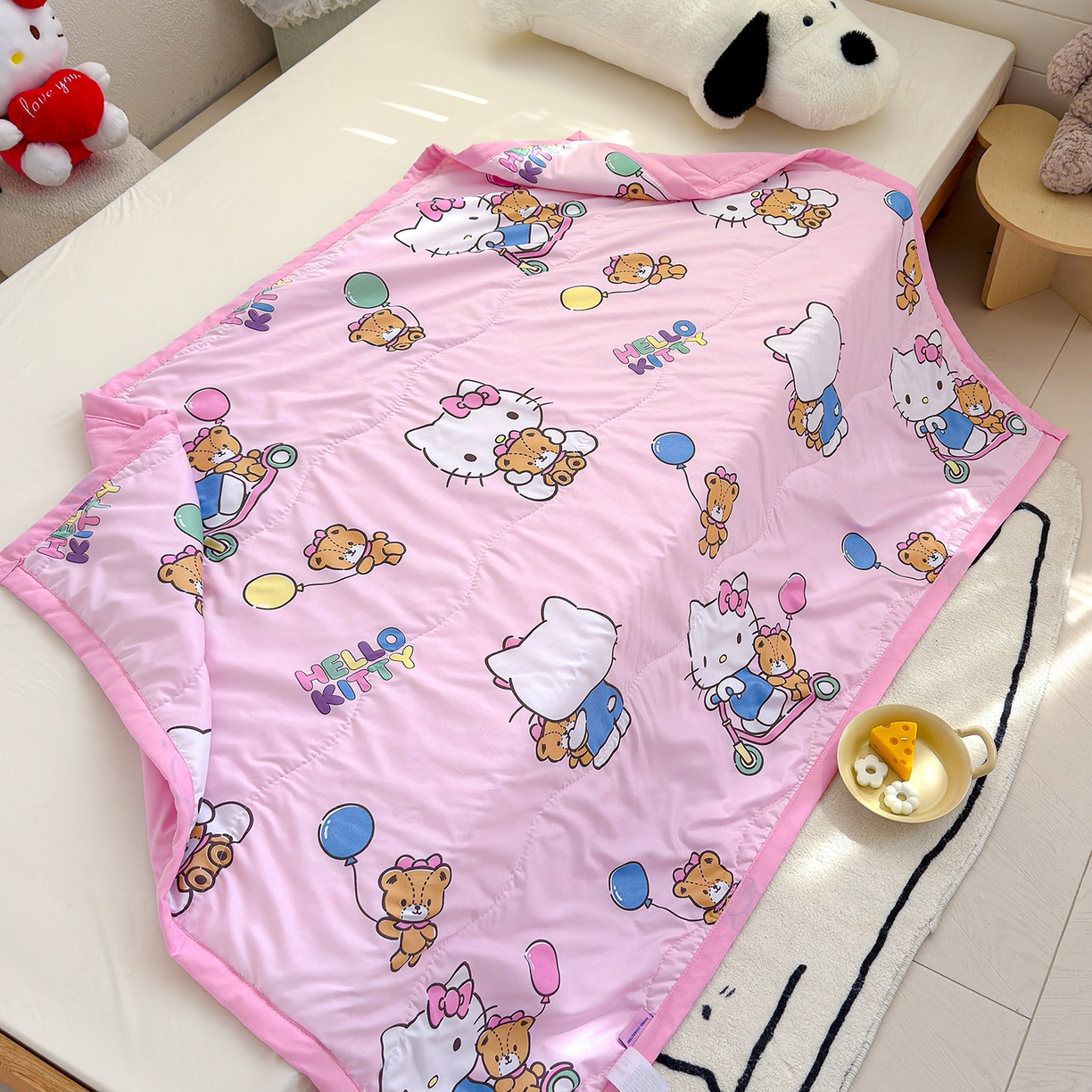 91家纺网 家纺一手货源 找家纺 沁童儿童用品店 2026新款三丽鸥儿童被 粉色小猫