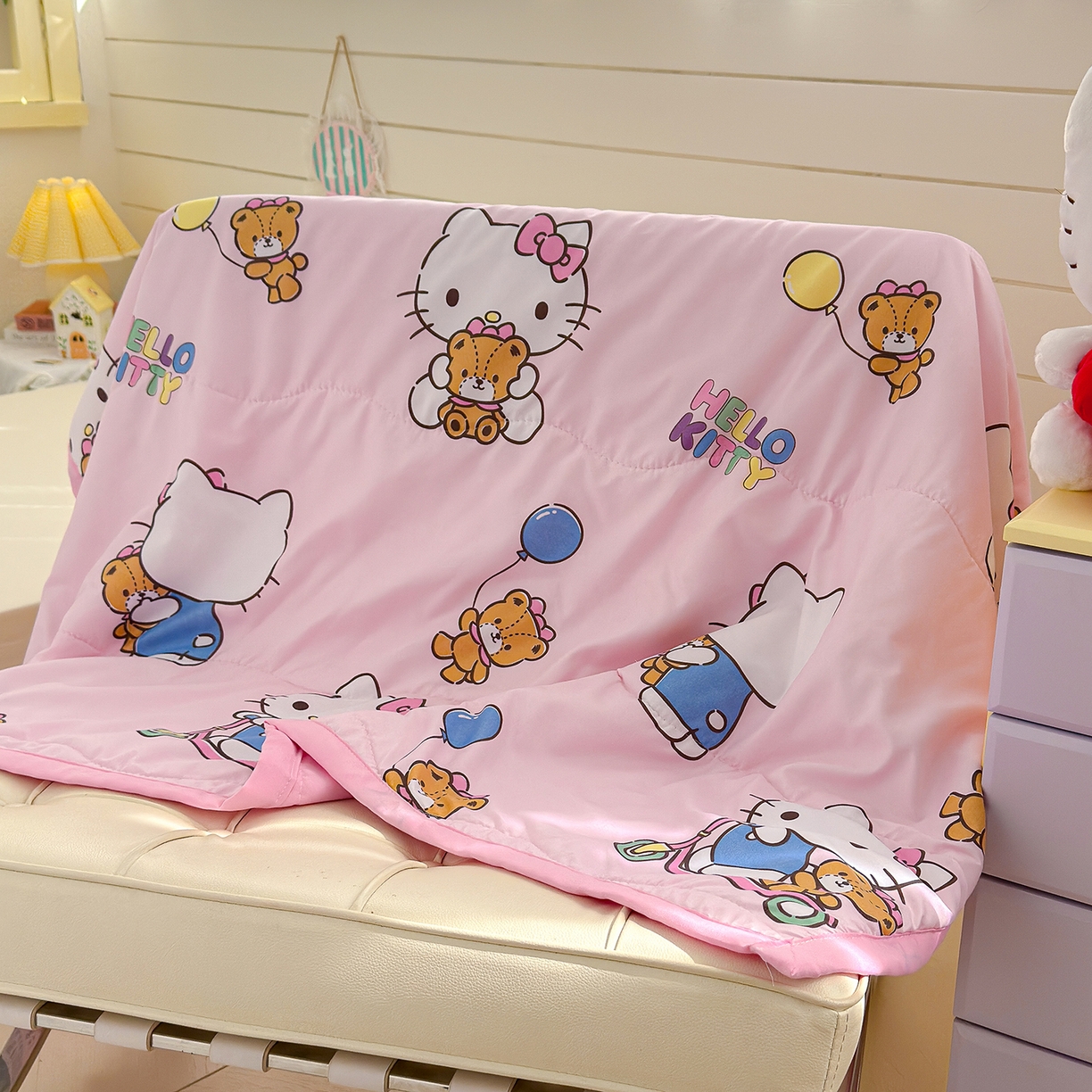 91家纺网 家纺一手货源 找家纺 沁童儿童用品店 2026新款三丽鸥儿童被 粉色小猫