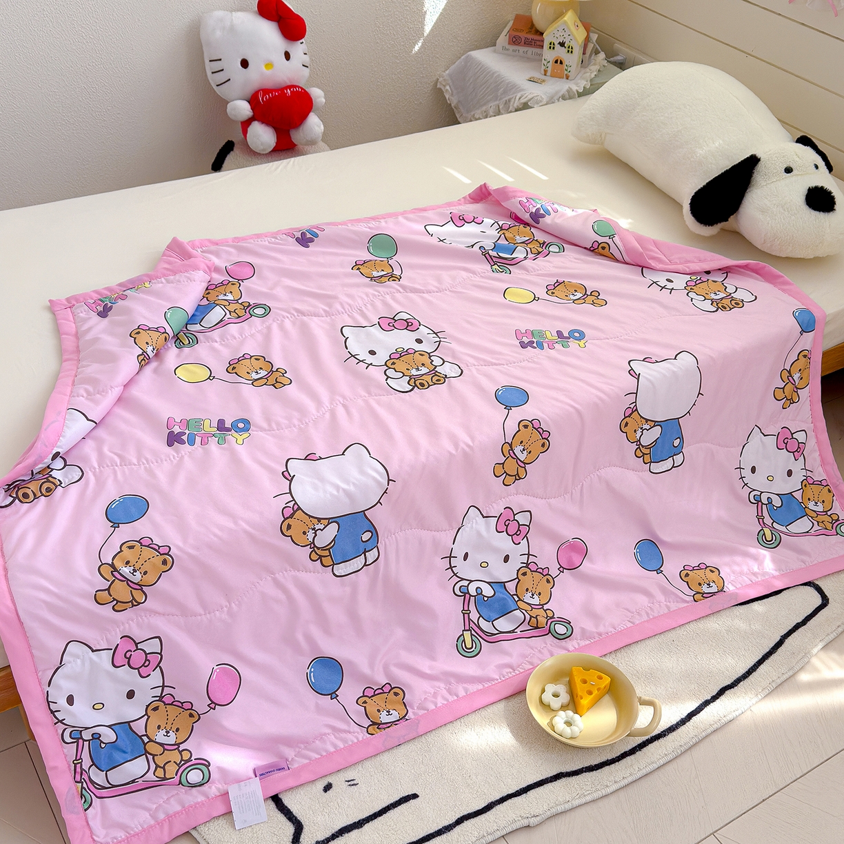 91家纺网 家纺一手货源 找家纺 沁童儿童用品店 2026新款三丽鸥儿童被 粉色小猫