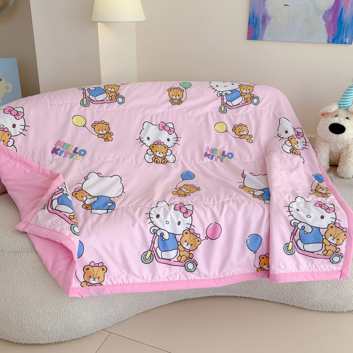 91家纺网 家纺一手货源 找家纺 沁童儿童用品店 2026新款三丽鸥儿童被 粉色小猫