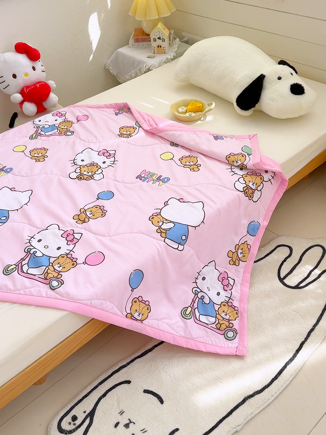 91家纺网 家纺一手货源 找家纺 沁童儿童用品店 2026新款三丽鸥儿童被 粉色小猫