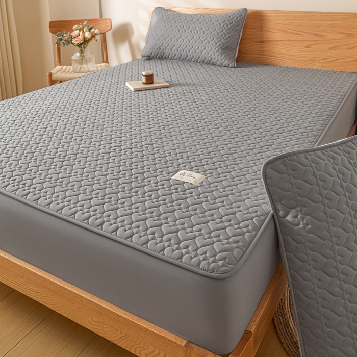 91家纺网 家纺一手货源 找家纺 曼陀罗 2026新款A类母婴级新疆棉花夹棉防水单床笠 床笠单件-倾心 倾心-深灰