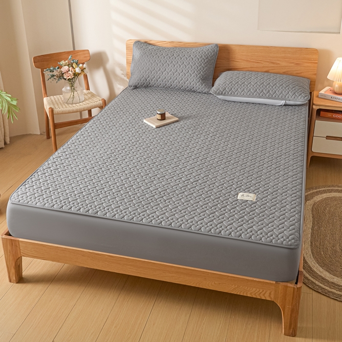 91家纺网 家纺一手货源 找家纺 曼陀罗 2026新款A类母婴级新疆棉花夹棉防水单床笠 床笠单件-倾心 倾心-深灰