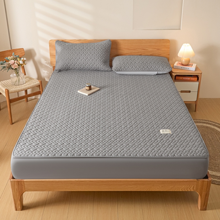 91家纺网 家纺一手货源 找家纺 曼陀罗 2026新款A类母婴级新疆棉花夹棉防水单床笠 床笠单件-倾心 倾心-深灰