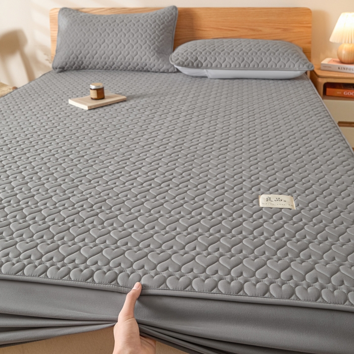 91家纺网 家纺一手货源 找家纺 曼陀罗 2026新款A类母婴级新疆棉花夹棉防水单床笠 床笠单件-倾心 倾心-深灰