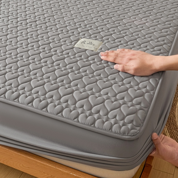 91家纺网 家纺一手货源 找家纺 曼陀罗 2026新款A类母婴级新疆棉花夹棉防水单床笠 床笠单件-倾心 倾心-深灰