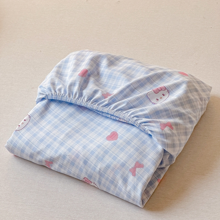 91家纺网 家纺一手货源 找家纺 爱多多家居 2026春夏新款水洗古棉单床笠 床笠三件套 床笠-云格粉结