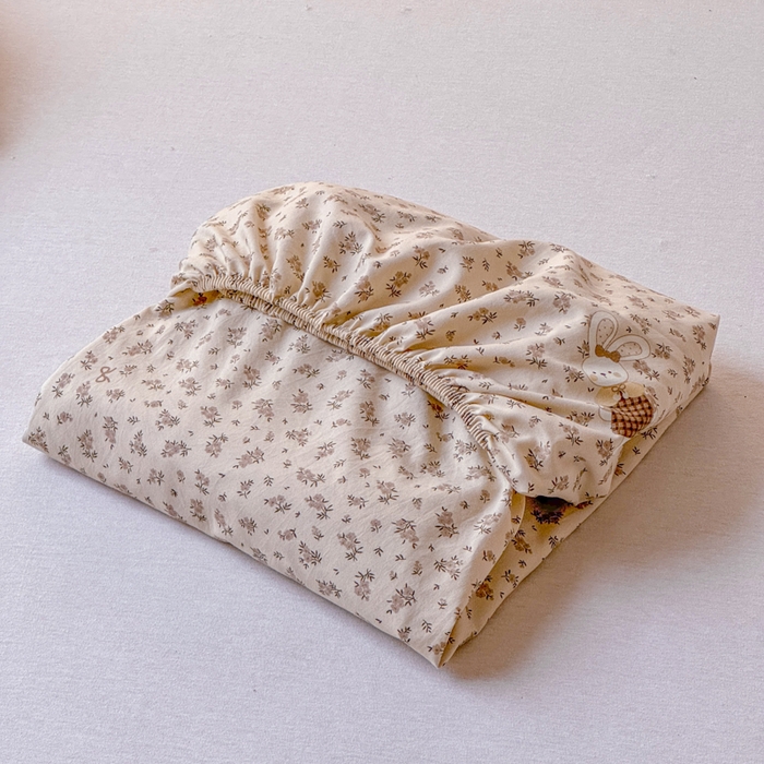 91家纺网 家纺一手货源 找家纺 爱多多家居 2026春夏新款水洗古棉单床笠 床笠三件套 床笠-碎花小兔