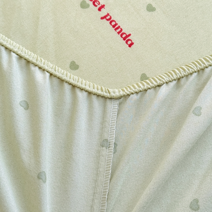 91家纺网 家纺一手货源 找家纺 爱多多家居 2026春夏新款水洗古棉单床笠 床笠三件套 床笠-熊猫绿