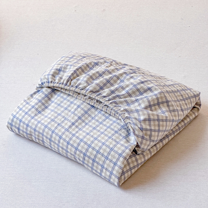 91家纺网 家纺一手货源 找家纺 爱多多家居 2026春夏新款水洗古棉单床笠 床笠三件套 床笠-星野格子