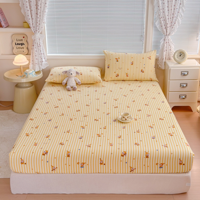 91家纺网 家纺一手货源 找家纺 爱多多家居 2026春夏新款水洗古棉单床笠 床笠三件套 床笠-星星人