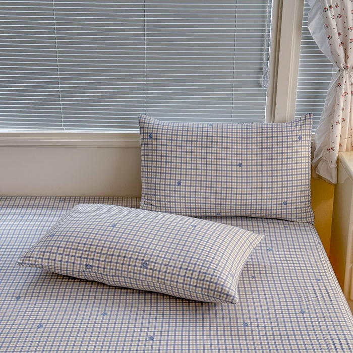 91家纺网 家纺一手货源 找家纺 爱多多家居 2026春夏新款水洗古棉单床笠 床笠三件套 床笠-星野格子