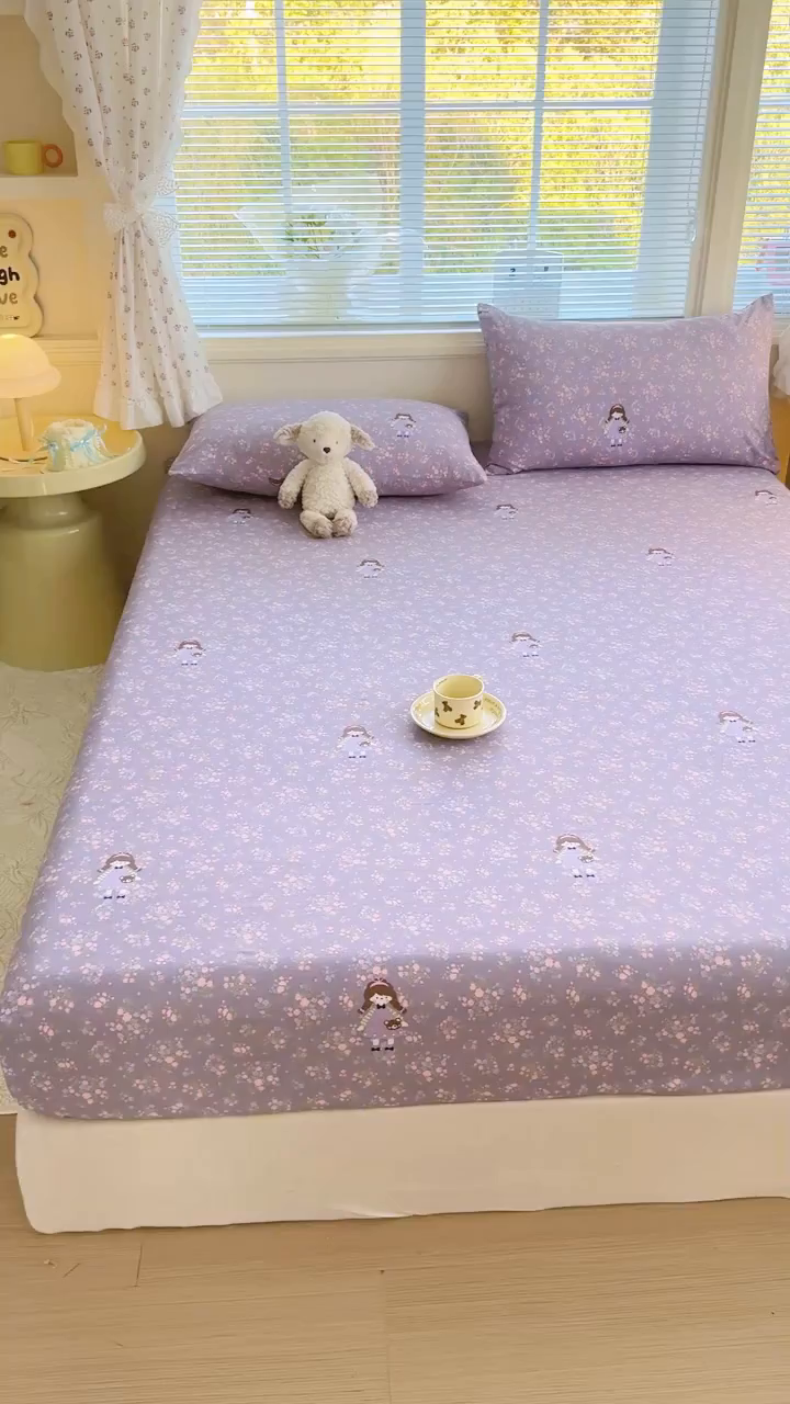 91家纺网 家纺一手货源 找家纺 爱多多家居 2026春夏新款水洗古棉单床笠 床笠三件套 床笠- 伊甸花梦