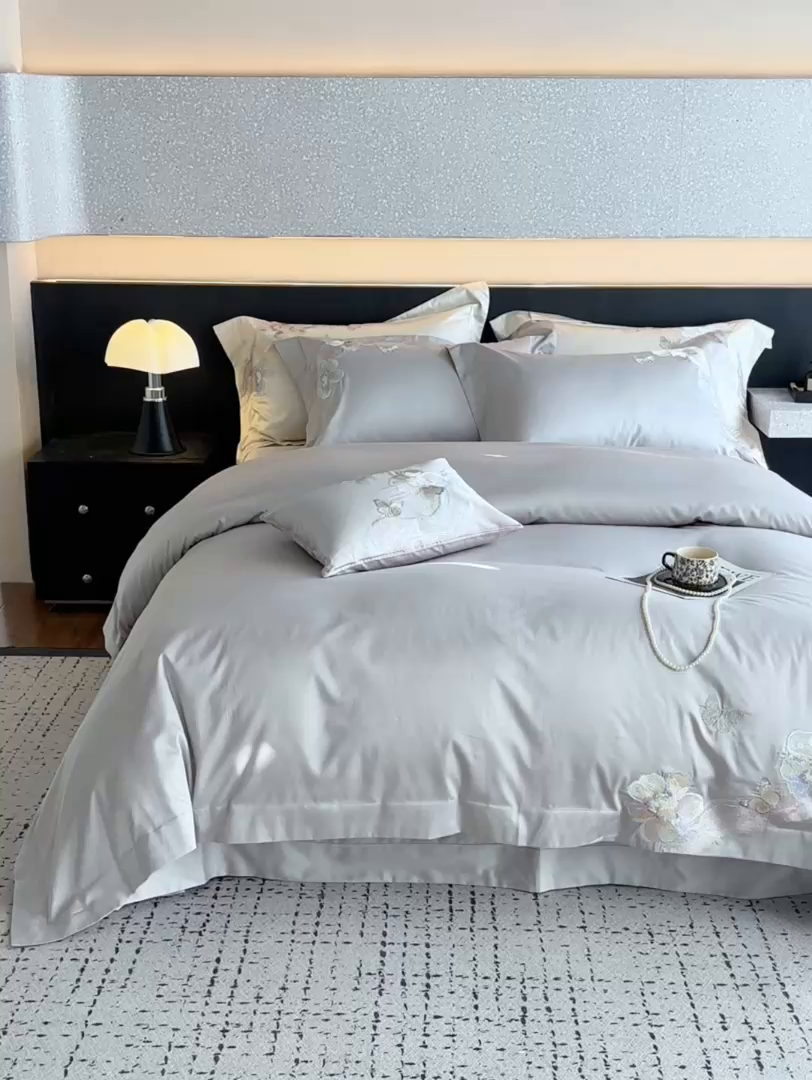 91家纺网 家纺一手货源 找家纺 蒂爵 2026新款高支天丝棉四件套 高级灰