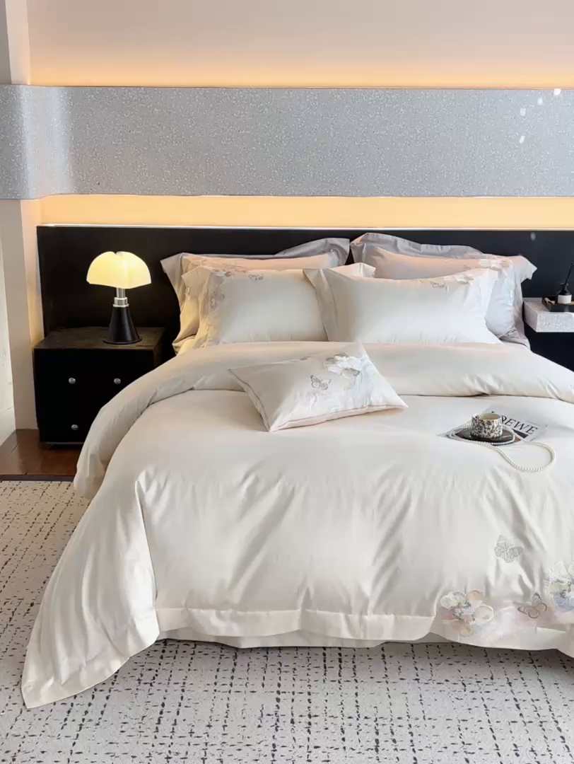 91家纺网 家纺一手货源 找家纺 蒂爵 2026新款高支天丝棉四件套 香槟