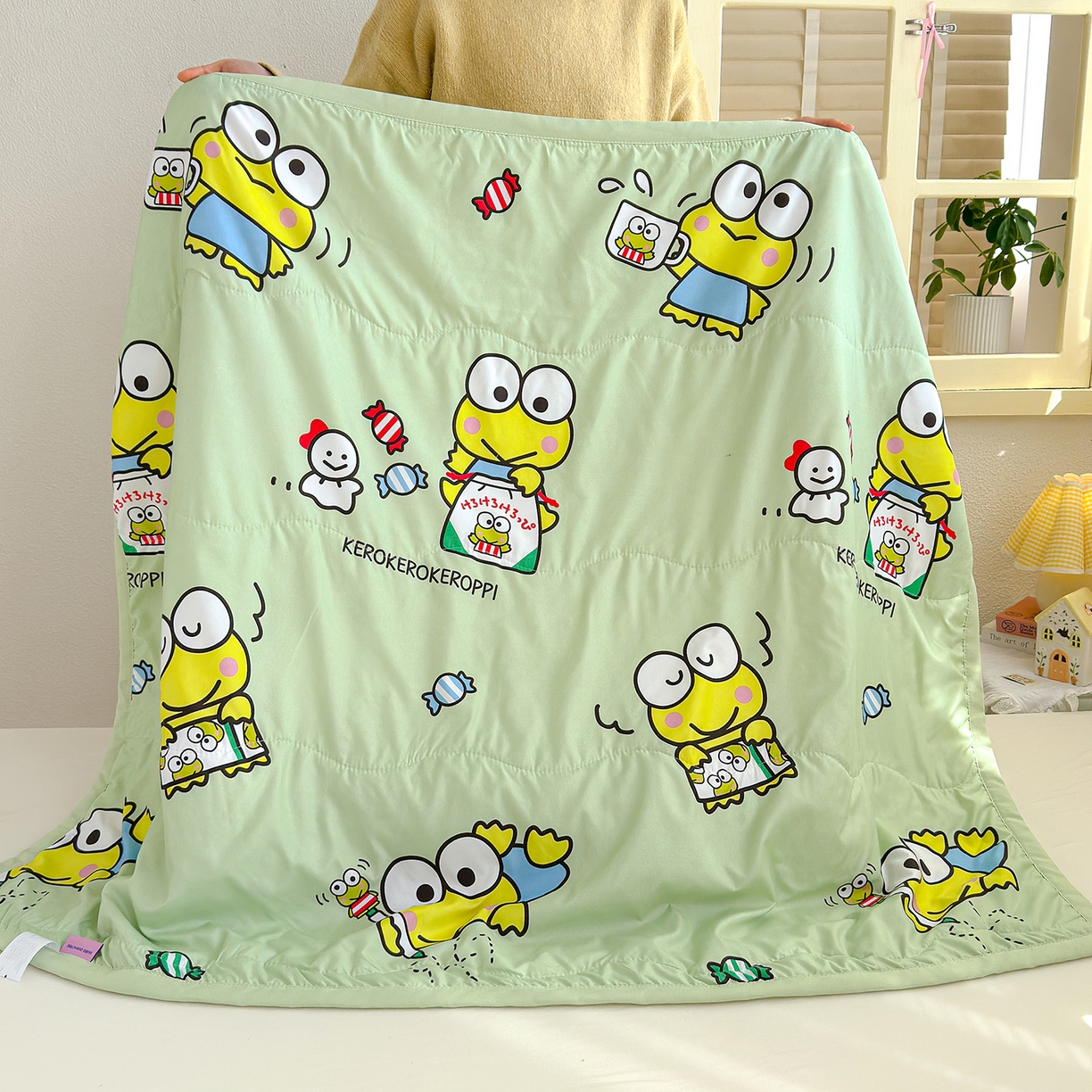 91家纺网 家纺一手货源 找家纺 沁童儿童用品店 2026新款三丽鸥儿童被 绿色青蛙